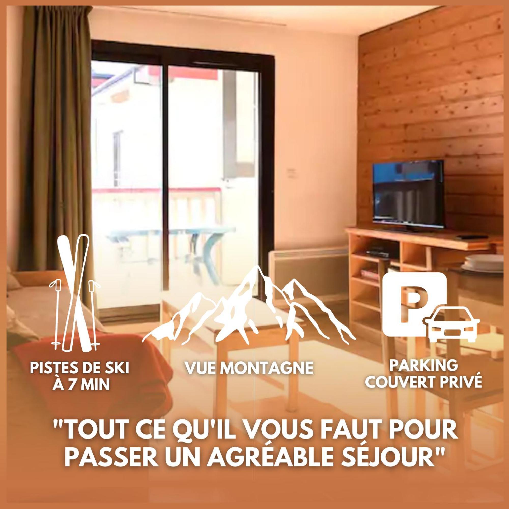 Charmant T3 Avec Vue Montagne Et Parking Privatif Font-Romeu-Odeillo-Via Extérieur photo